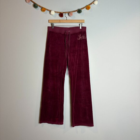 Juicy Couture Pants - Y2K Juicy Couture burgundy velour track pants